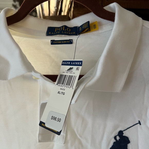Ralph Lauren Big Pony NWT Polo White Mens XL custom Slim Fit! - Picture 2 of 11